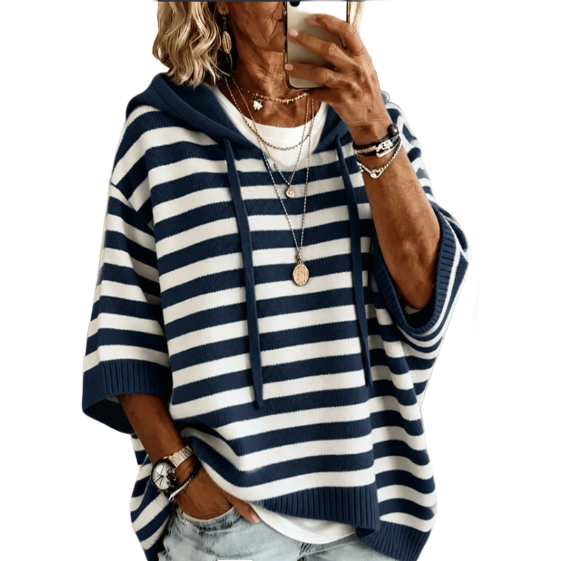 Pull à capuche rayé décontracté pour femme
