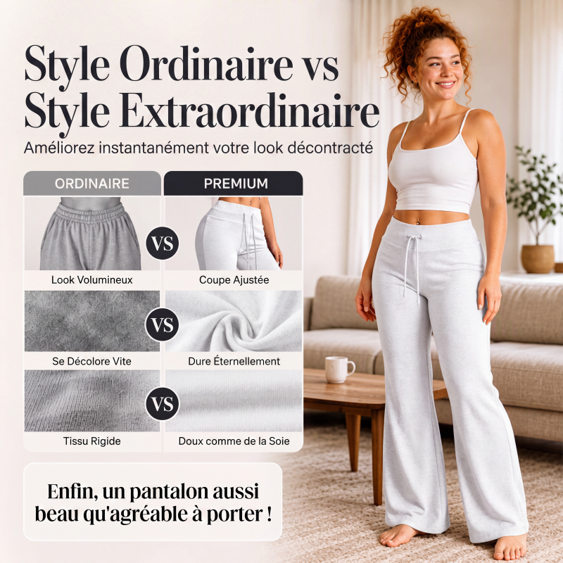 Pantalon évasé taille haute pour femme