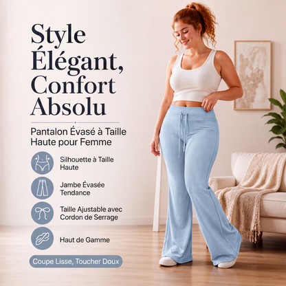 Pantalon évasé taille haute pour femme