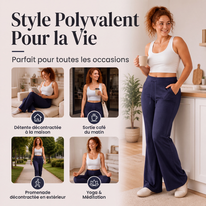 Pantalon évasé taille haute pour femme