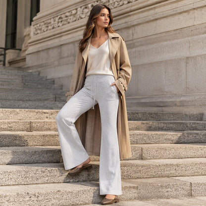 Pantalon évasé taille haute pour femme