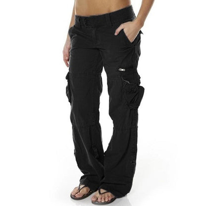Pantalon cargo vintage à jambes larges pour femme