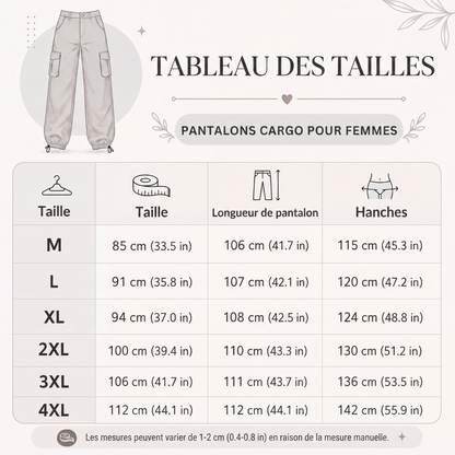 Pantalon cargo vintage à jambes larges pour femme