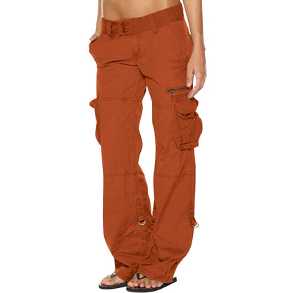 Pantalon cargo vintage à jambes larges pour femme