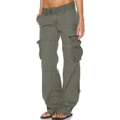 Pantalon cargo vintage à jambes larges pour femme