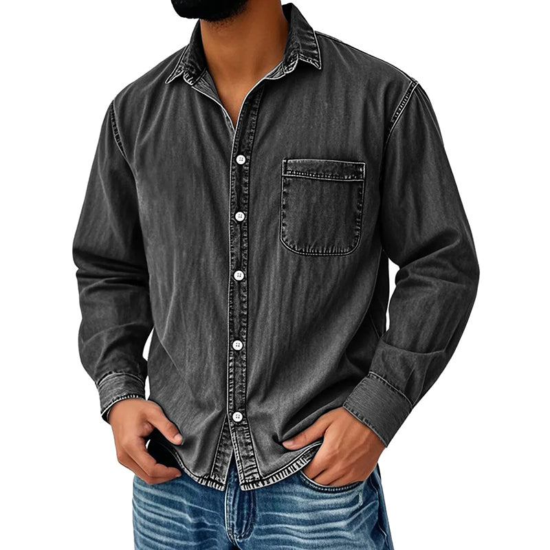 💙 Style Denim Intemporel | Chemise Homme Délavée Coupe Décontractée