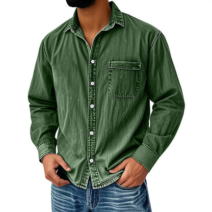 💙 Style Denim Intemporel | Chemise Homme Délavée Coupe Décontractée