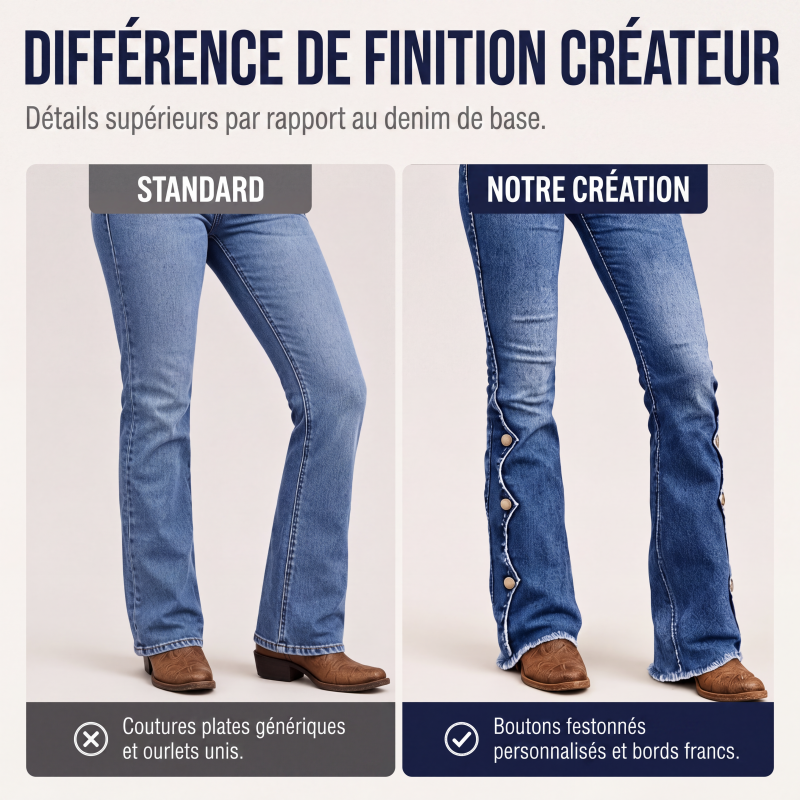 🌸 OFFRE LIMITÉE –50% ! ✨Jean flare délavé taille haute pour femme