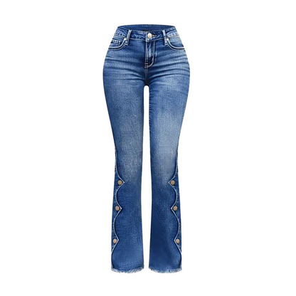 🌸 OFFRE LIMITÉE –50% ! ✨Jean flare délavé taille haute pour femme