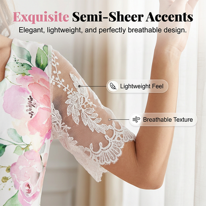 Robe Femme à Imprimé Floral et Manches en Dentelle