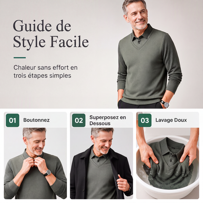 🔥49% DE RÉDUCTION ! 🍂 Chemise à Col Rayé 2 Pièces - Style Automne/Hiver en Coton Respirant et Confortable 👔📦