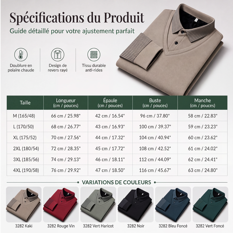 🔥49% DE RÉDUCTION ! 🍂 Chemise à Col Rayé 2 Pièces - Style Automne/Hiver en Coton Respirant et Confortable 👔📦