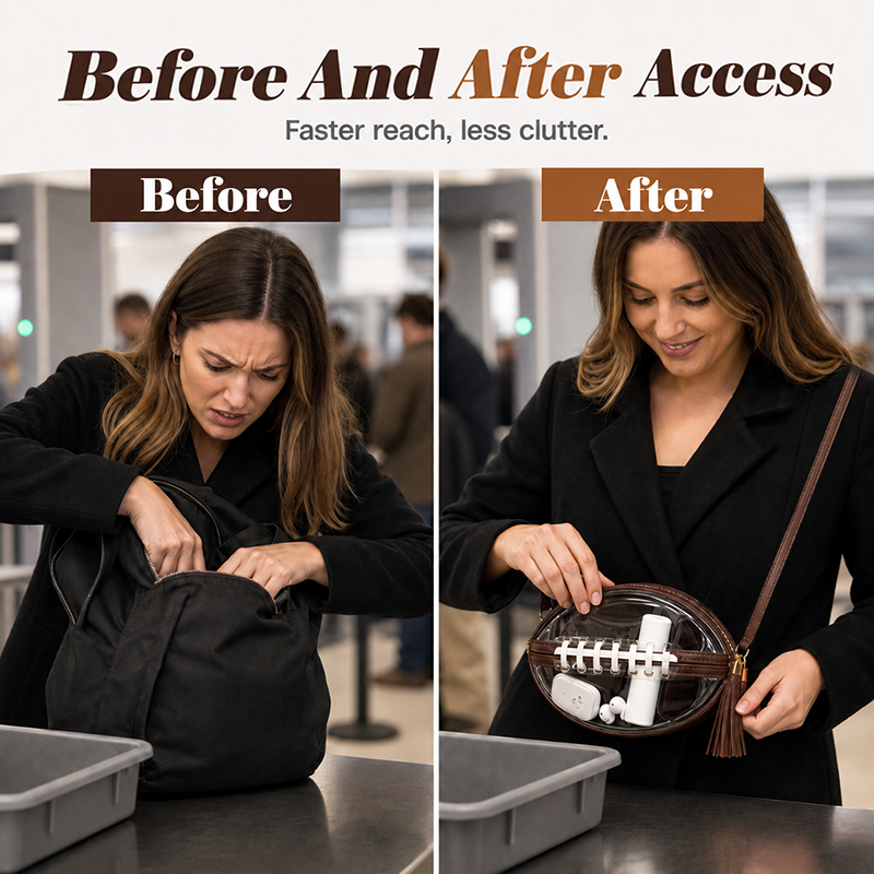 🏈 Sac à bandoulière transparent en forme de ballon de football américain – Le style des jours de match allié à la praticité du quotidien ✨