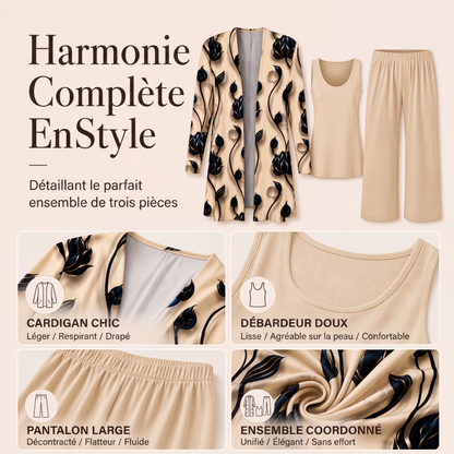🌸 OFFRE LIMITÉE –50% ! ✨ Ensemble 3 pièces imprimé élégant pour femme