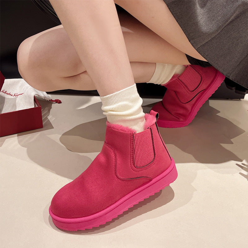 Bottes de Cheville de Neige Chaudes à Semelle Épaisse pour Femmes