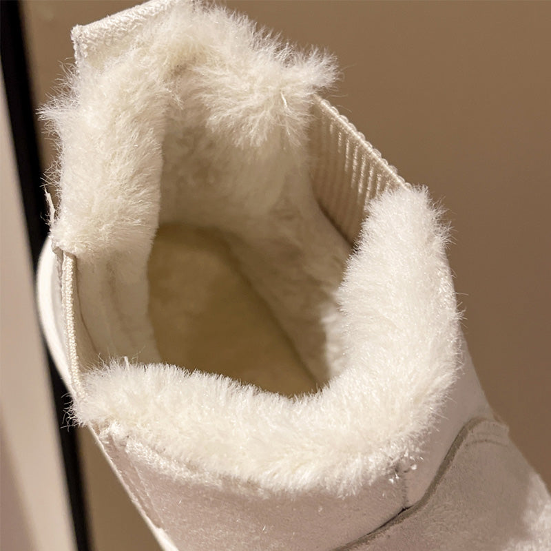 Bottes de Cheville de Neige Chaudes à Semelle Épaisse pour Femmes