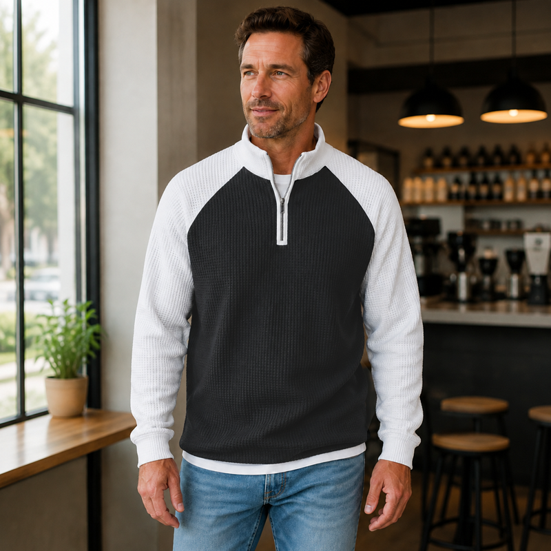 👕 LE CASUAL AVEC PLUS DE STYLE | T-Shirt Homme Texturé à Col Zippé -50 %