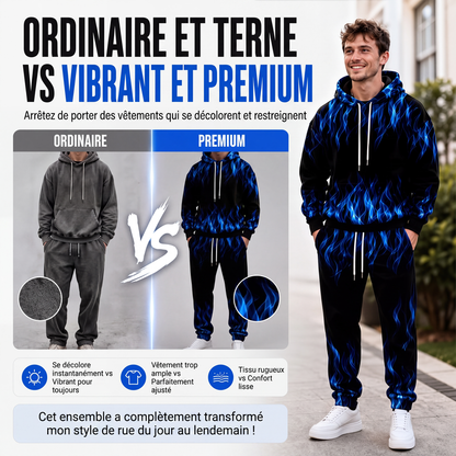 📢📢50% DE RÉDUCTION !! ⏰Ensemble sweat à capuche imprimé et pantalon de survêtement pour homme