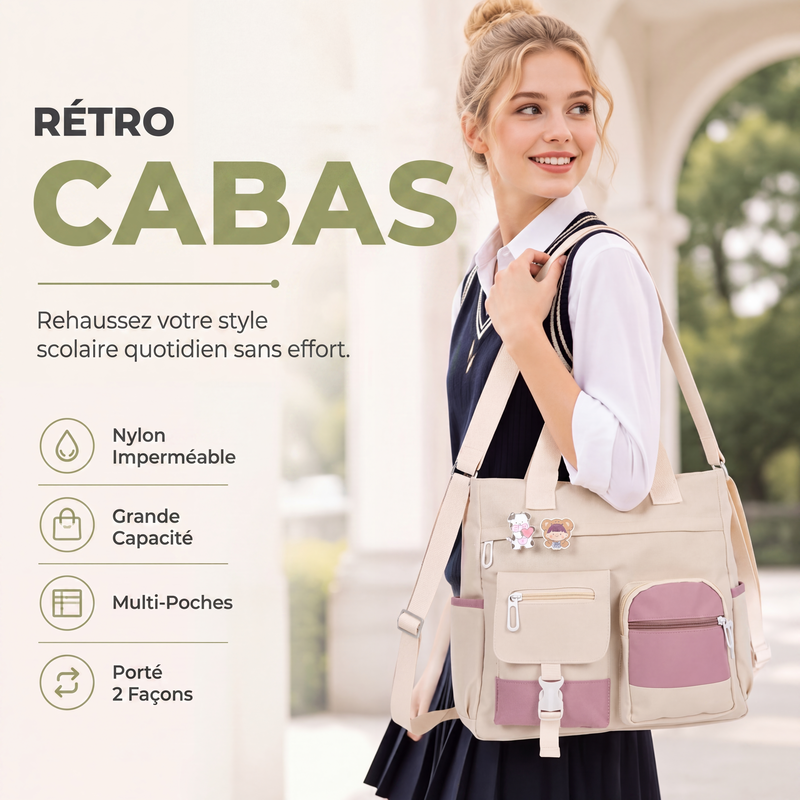 Sac fourre-tout en toile à grande capacité avec plusieurs poches