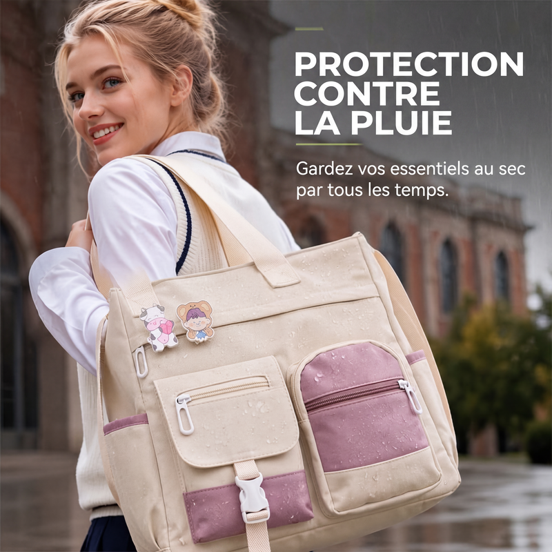 Sac fourre-tout en toile à grande capacité avec plusieurs poches
