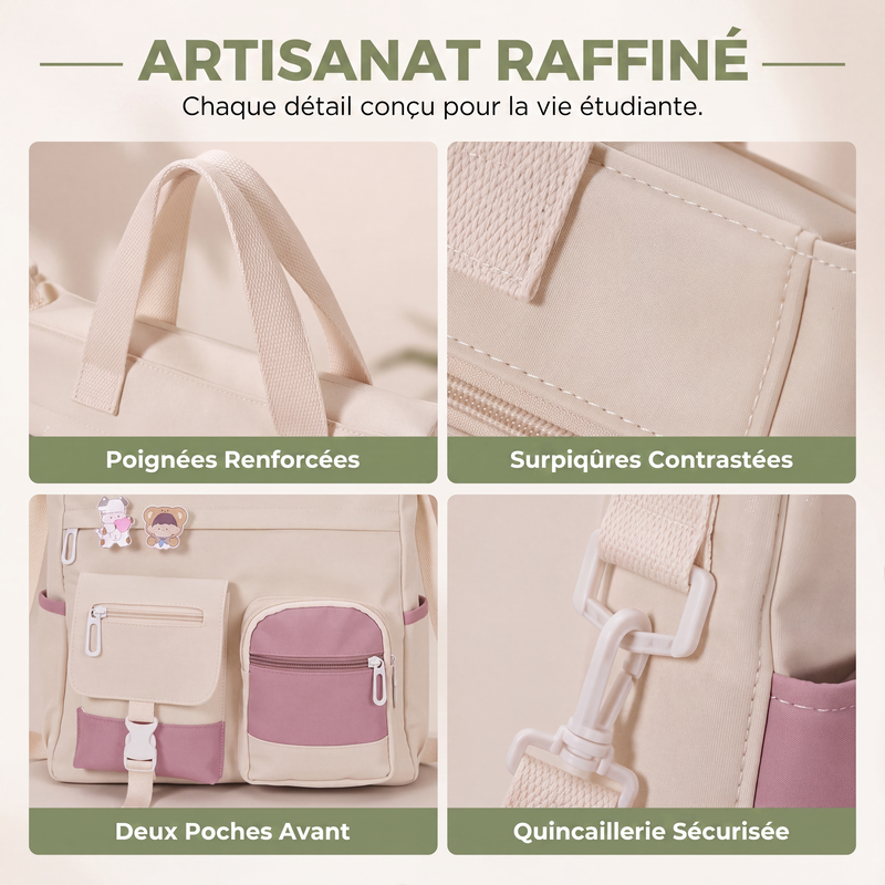 Sac fourre-tout en toile à grande capacité avec plusieurs poches