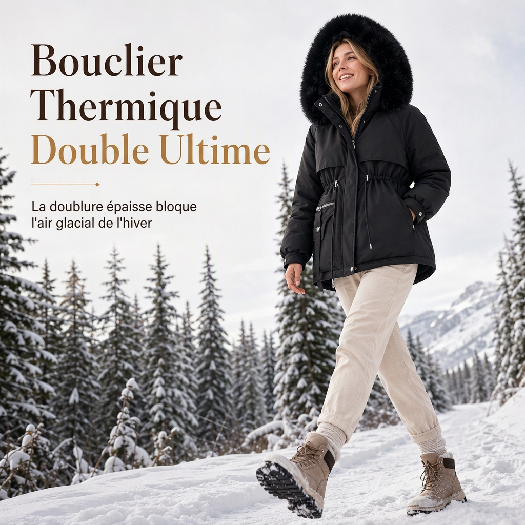 Parka matelassée femme en fausse fourrure pour l'hiver