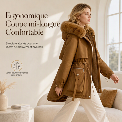 Parka matelassée femme en fausse fourrure pour l'hiver