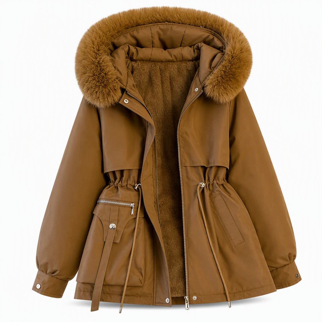 Parka matelassée femme en fausse fourrure pour l'hiver