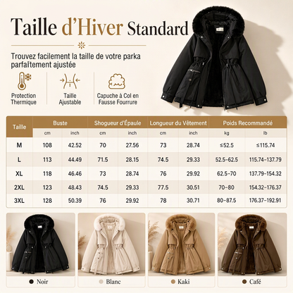 Parka matelassée femme en fausse fourrure pour l'hiver
