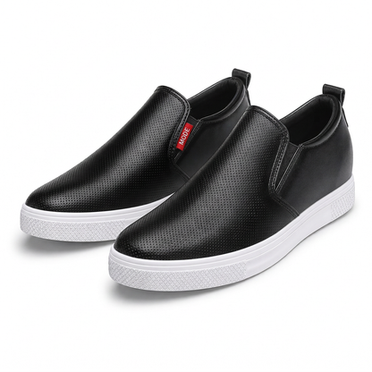 Chaussures à enfiler en cuir souple pour femmes, à semelle plate antidérapante avec rehausse invisible