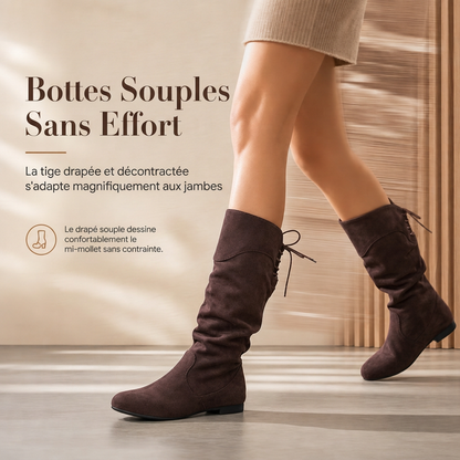 Bottes mi-mollet décontractées à lacets pour femmes