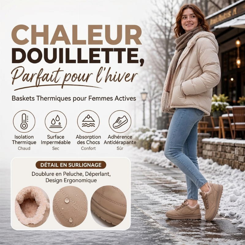 Bottes de neige antidérapantes doublées de peluche pour femme