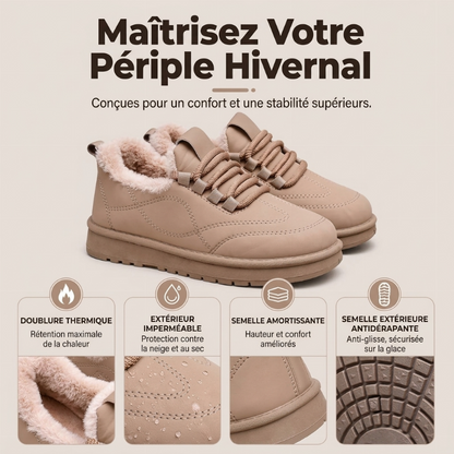 Bottes de neige antidérapantes doublées de peluche pour femme