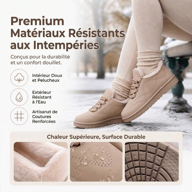 Bottes de neige antidérapantes doublées de peluche pour femme