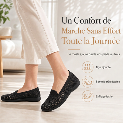 Ballerines à enfiler respirantes et ajourées pour femmes
