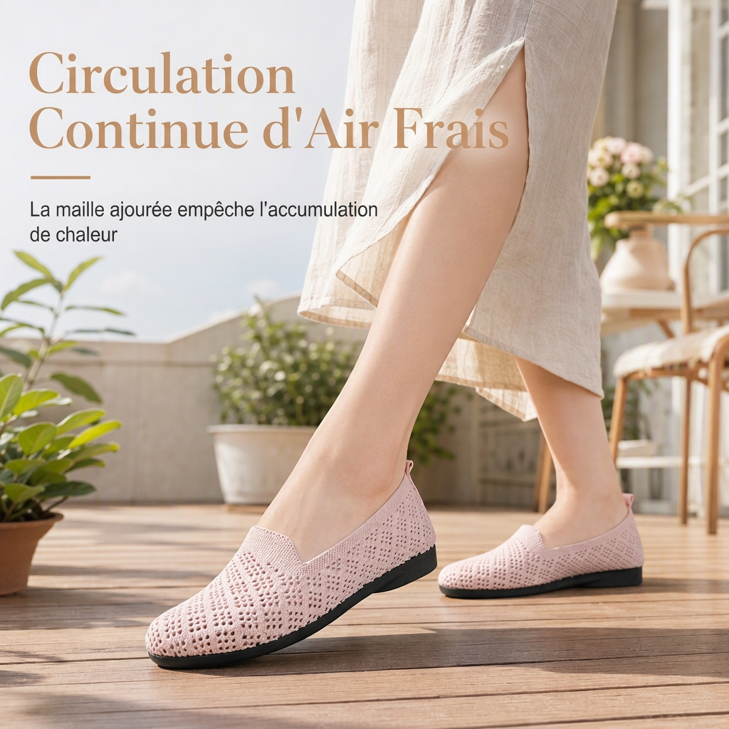 Ballerines à enfiler respirantes et ajourées pour femmes