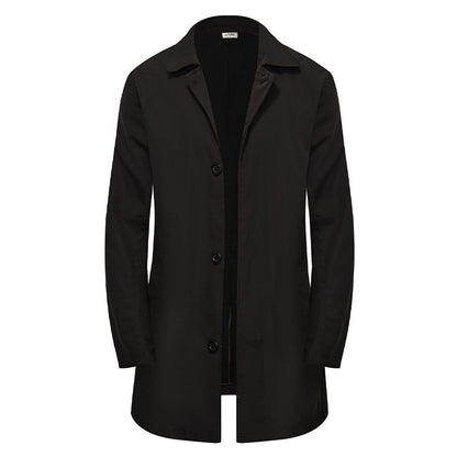 Manteau mi-long minimaliste pour homme à boutonnage simple