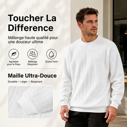 Pull en maille torsadée à col rond pour homme