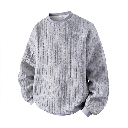 Pull en maille torsadée à col rond pour homme