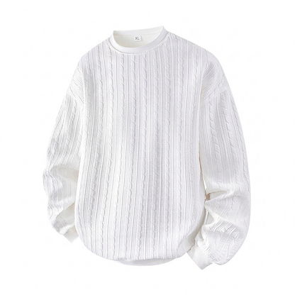 Pull en maille torsadée à col rond pour homme