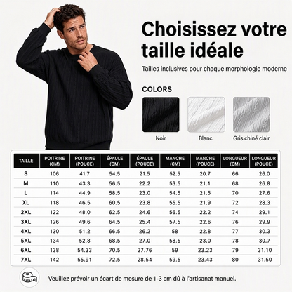Pull en maille torsadée à col rond pour homme