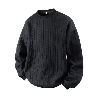 Pull en maille torsadée à col rond pour homme
