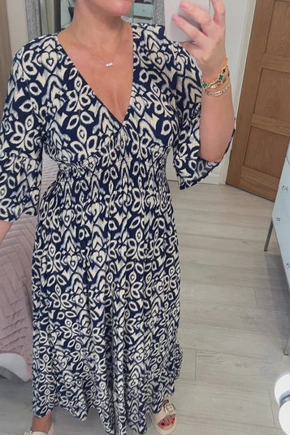 🔥Rabais saisonnier de 50%🔥Robe à fleurs à col en V