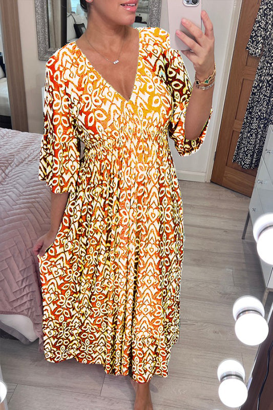 🔥Rabais saisonnier de 50%🔥Robe à fleurs à col en V